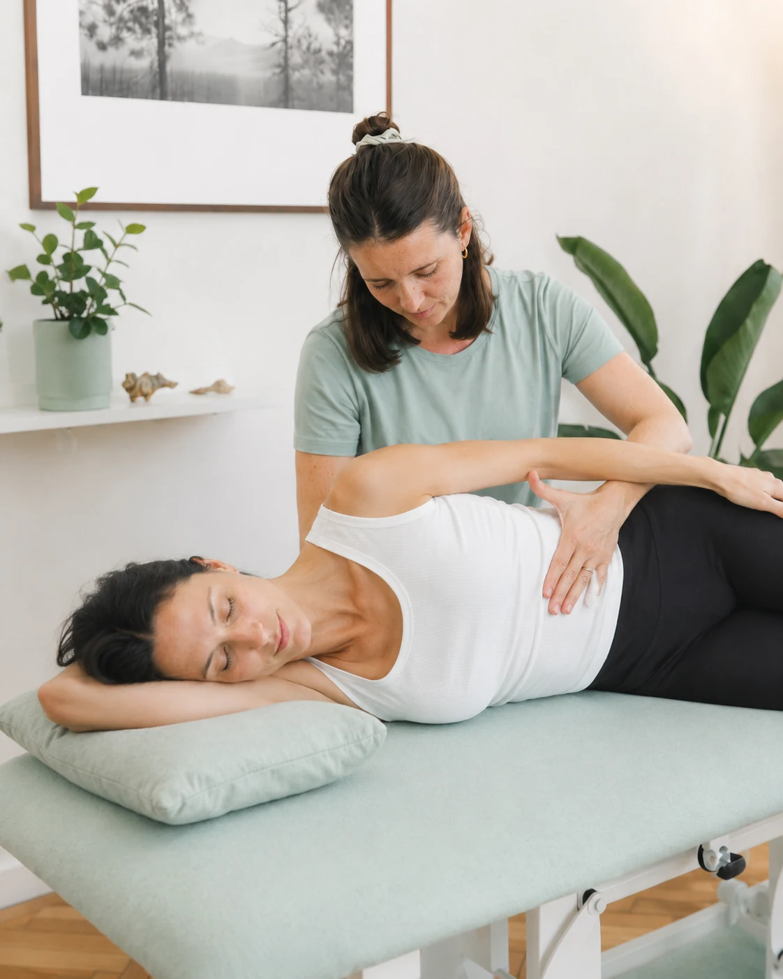 Manuelle Therapie in Seitlage – Viszerale Osteopathie und Beckenbodentherapie im Gesundheitswerk Wien